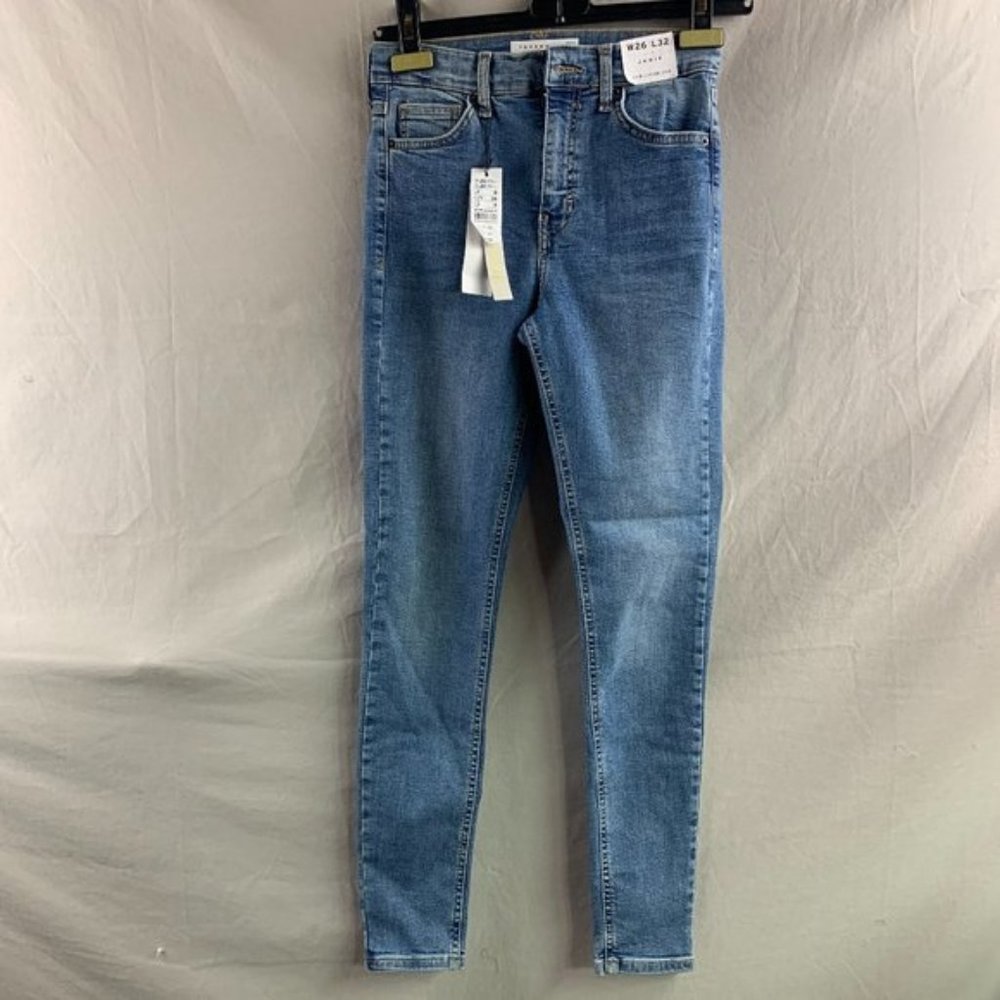 NWT Topshop Moto Jamie High Rise Skinny Jeans Blue Size 26"